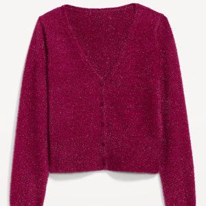 Textured Shine Cropped Cardigan Sweater Size XL NWT